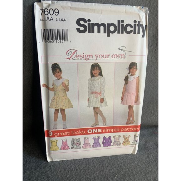 Simplicity Girls Dress Sewing Pattern Sz 3-6 7609 - Uncut - Picture 6 of 9